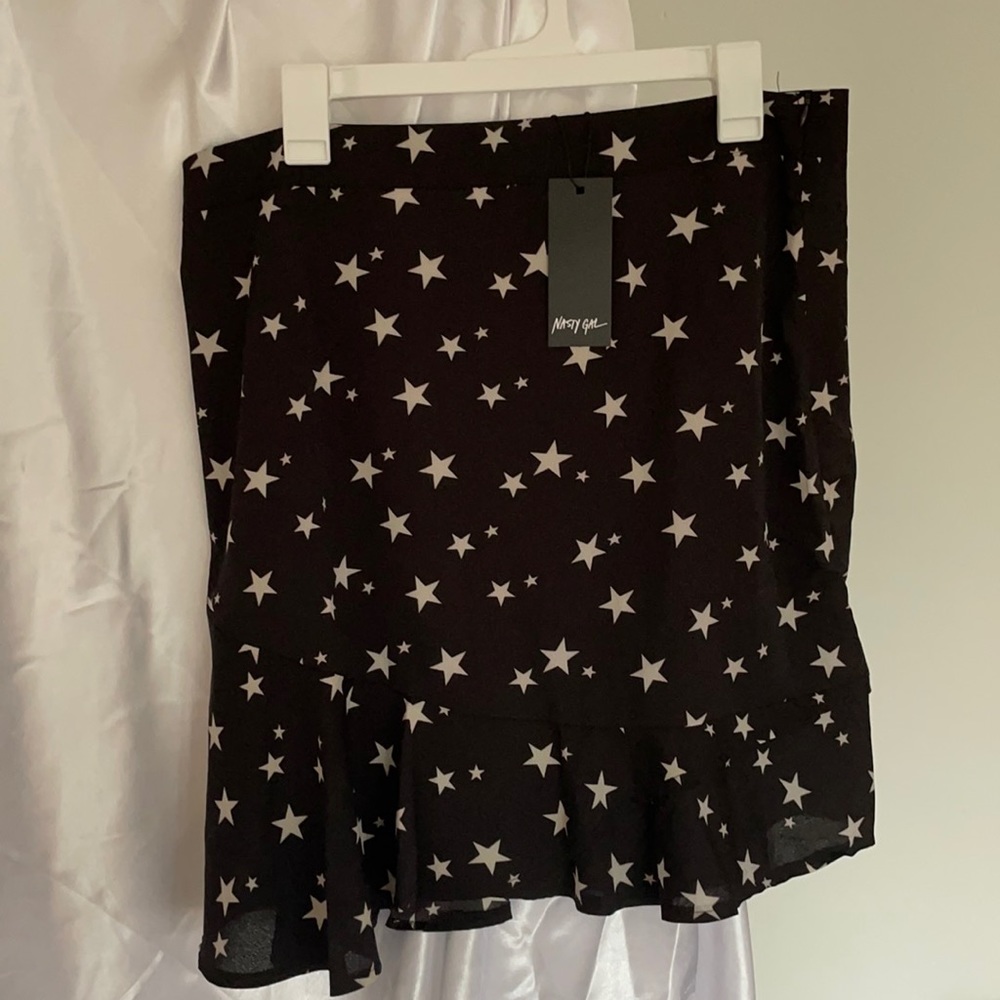 Nasty Gal black mini skirt w/white stars size L